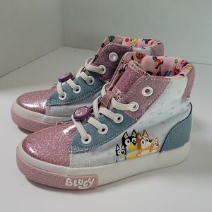 Kids Glitter High-Top Sneakers - Pink and Blue